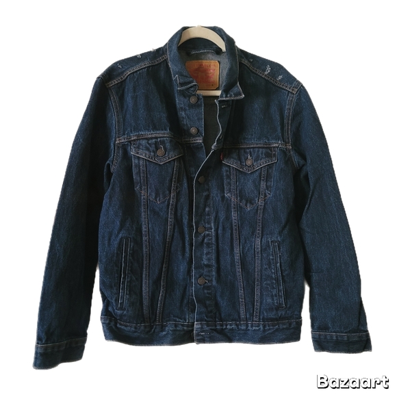 Levi's Other - Levi's Jean Jacket Mens L Large Blue Denim Stud Shoulder